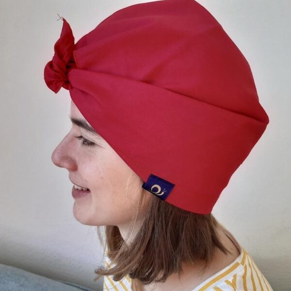 Protection anti-ondes tête, bandana anti rayonnements électromagnétiques rouge framboise